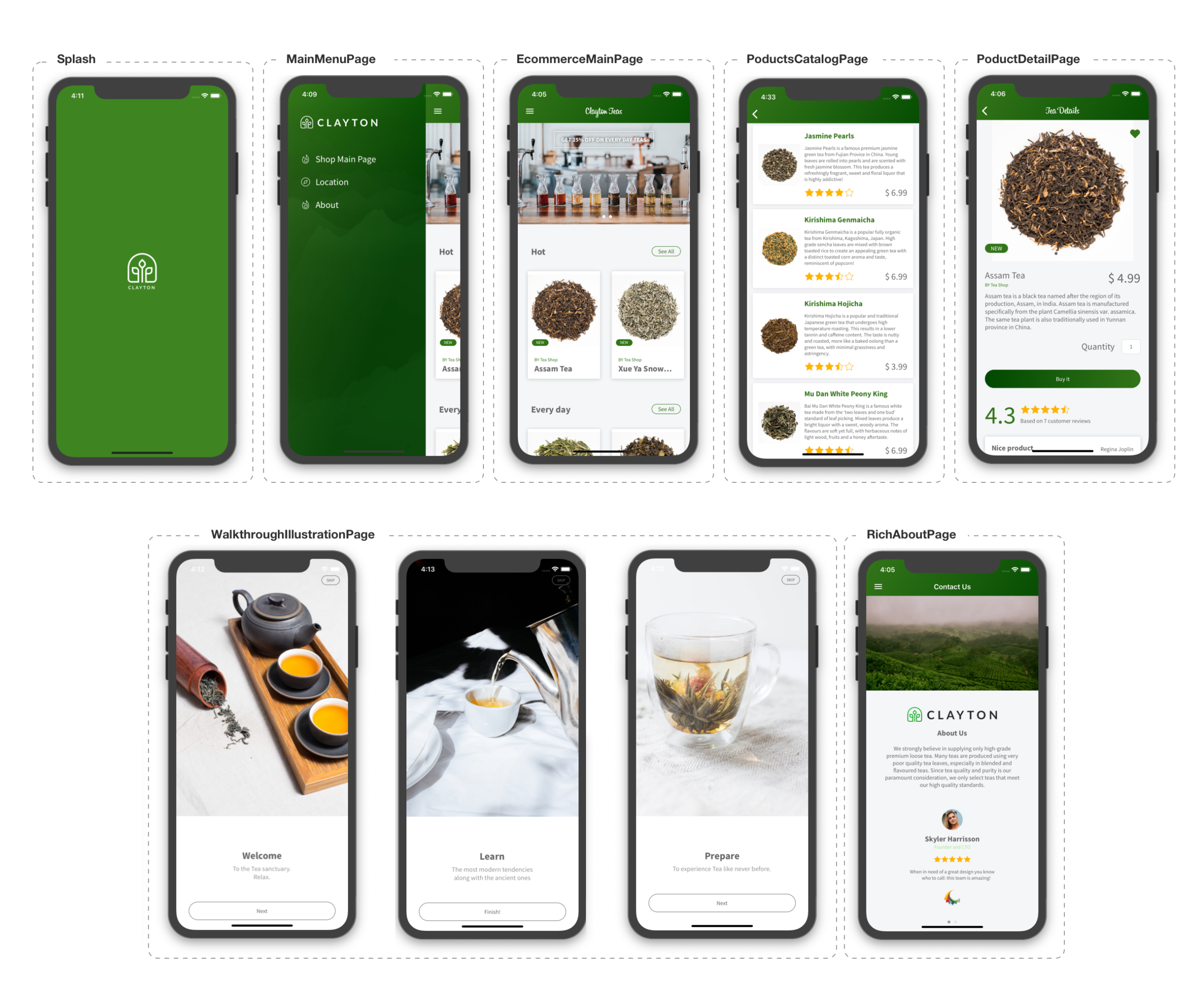 Grial UI Kit for Tea Shop app Clayton