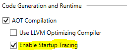Enable startup tracing with a line of code.