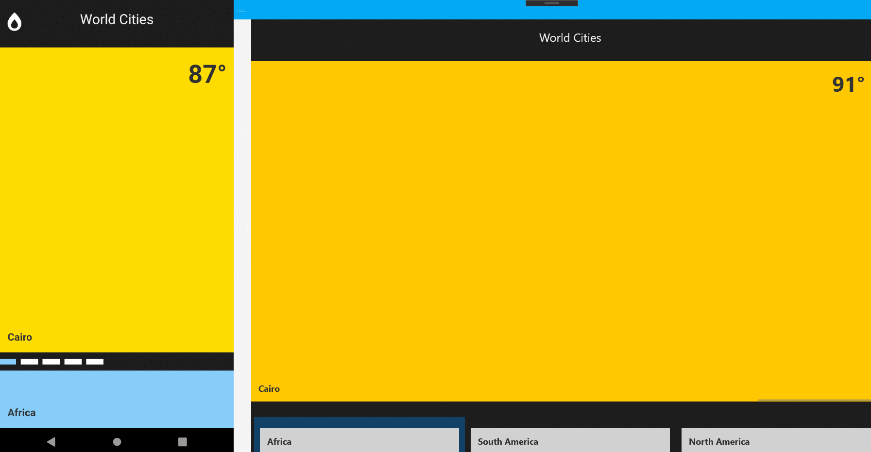 Xamarin.Forms 4.3 - WeatherColors using CollectionView
