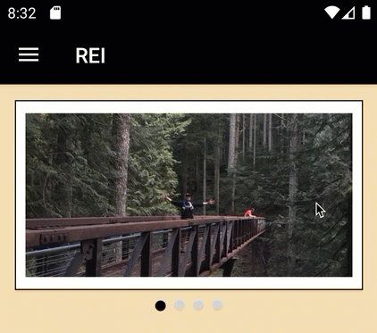 Image of the carouselview swiping through photos