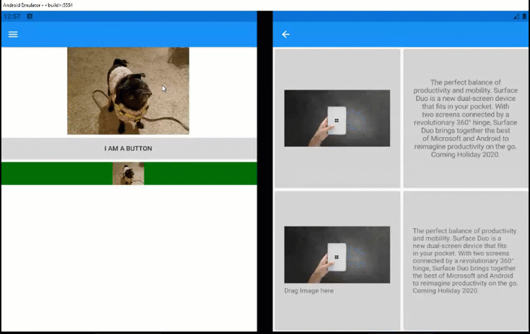 Animation showing off drag and drop of image between applications with Xamarin.Forms